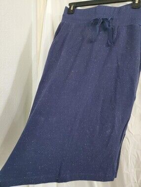 Pure & Simple navy speckled knit drawstring waist cotton skirt size medium new